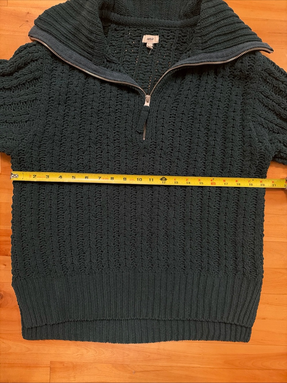 aerie Forest Green Cable-Knit Zip Cardigan - Picture 8 of 12